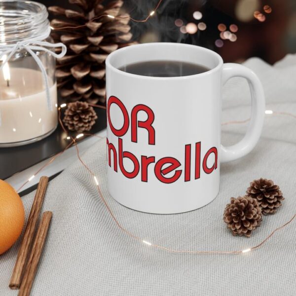 Mugs 11 oz ceramic with amor umbrella logo