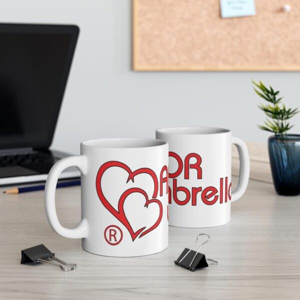 Mugs 11 oz ceramic with amor umbrella logo