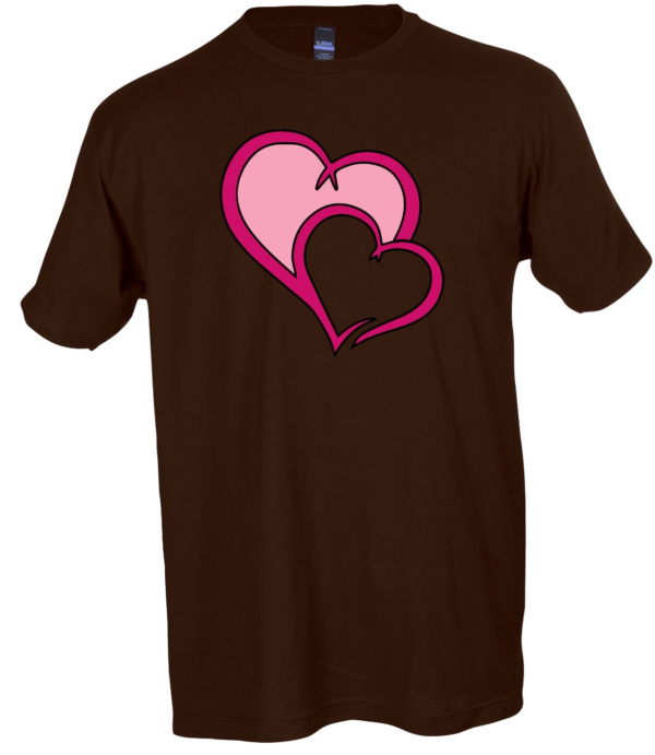 brown thirt with pink double heart