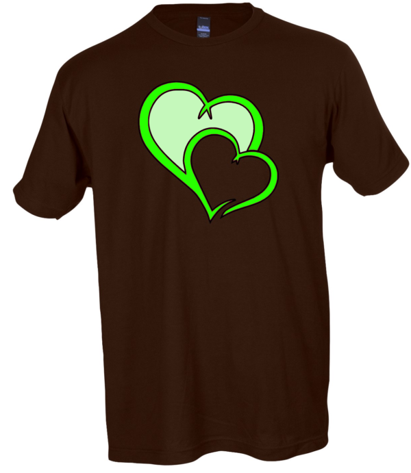 t-shirt HEARTS T-shirt Brown with Double Hearts