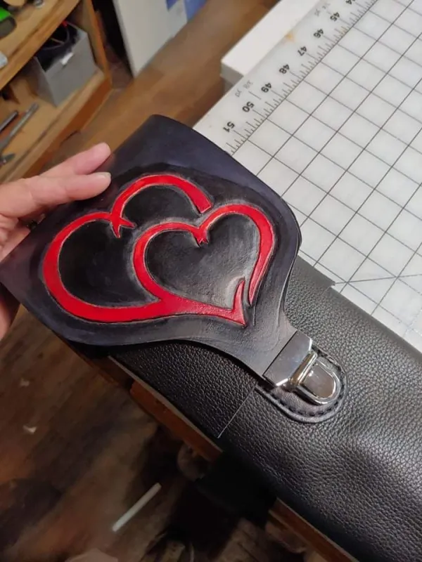 AMOR Black & Red Leather Travel Carrier Case TM
