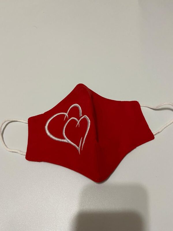 facemask red heart2 Embroidered Face Mask