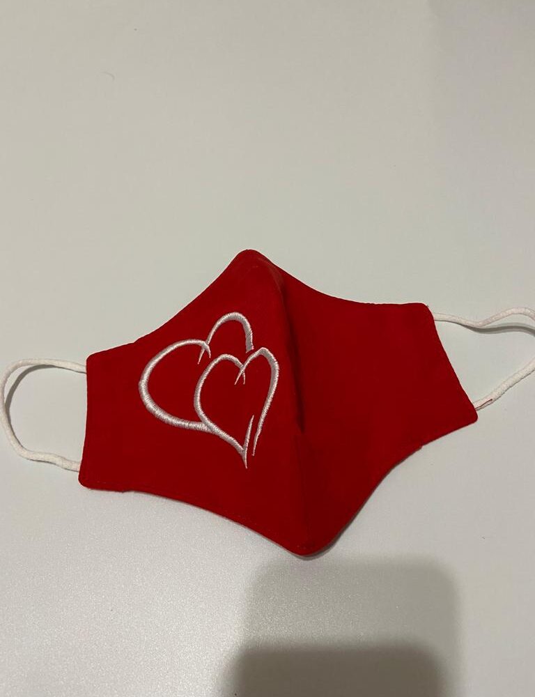 facemask red heart2 Embroidered Face Mask