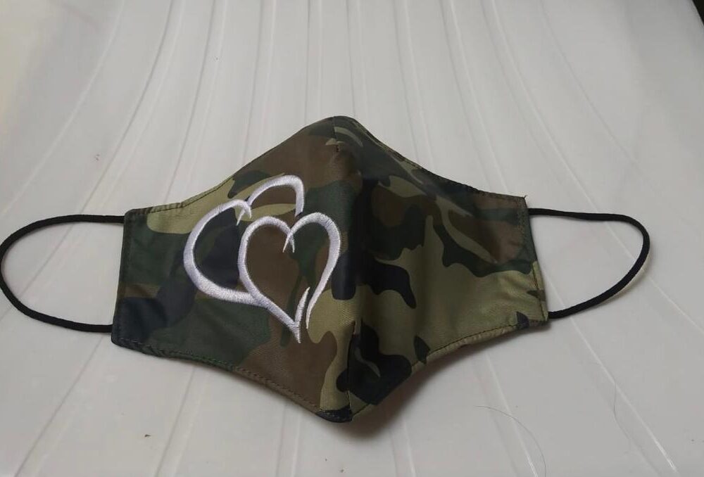 camo facemask open Embroidered face mask