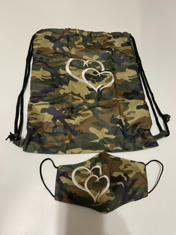 camo face mask & drawstring bag camo bag and face mask