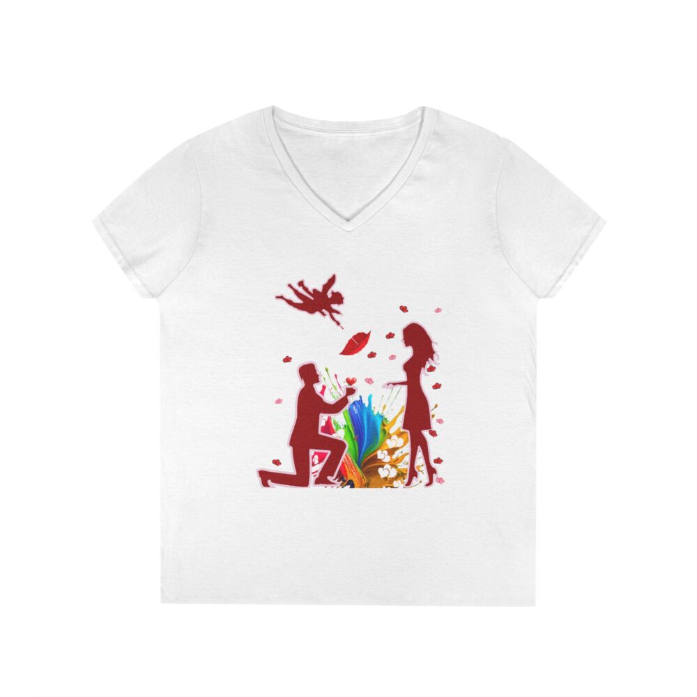 Romantic Proposal V-Neck T-Shirt – mag #11 "Will You" Design